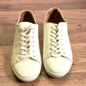 Sezane Souliers, Simon Sneakers, Smooth Leather, Size 39, Color Ecru